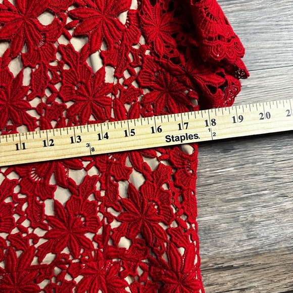 Talbots Red Floral Lace Lined Dress - Picture 8 of 8